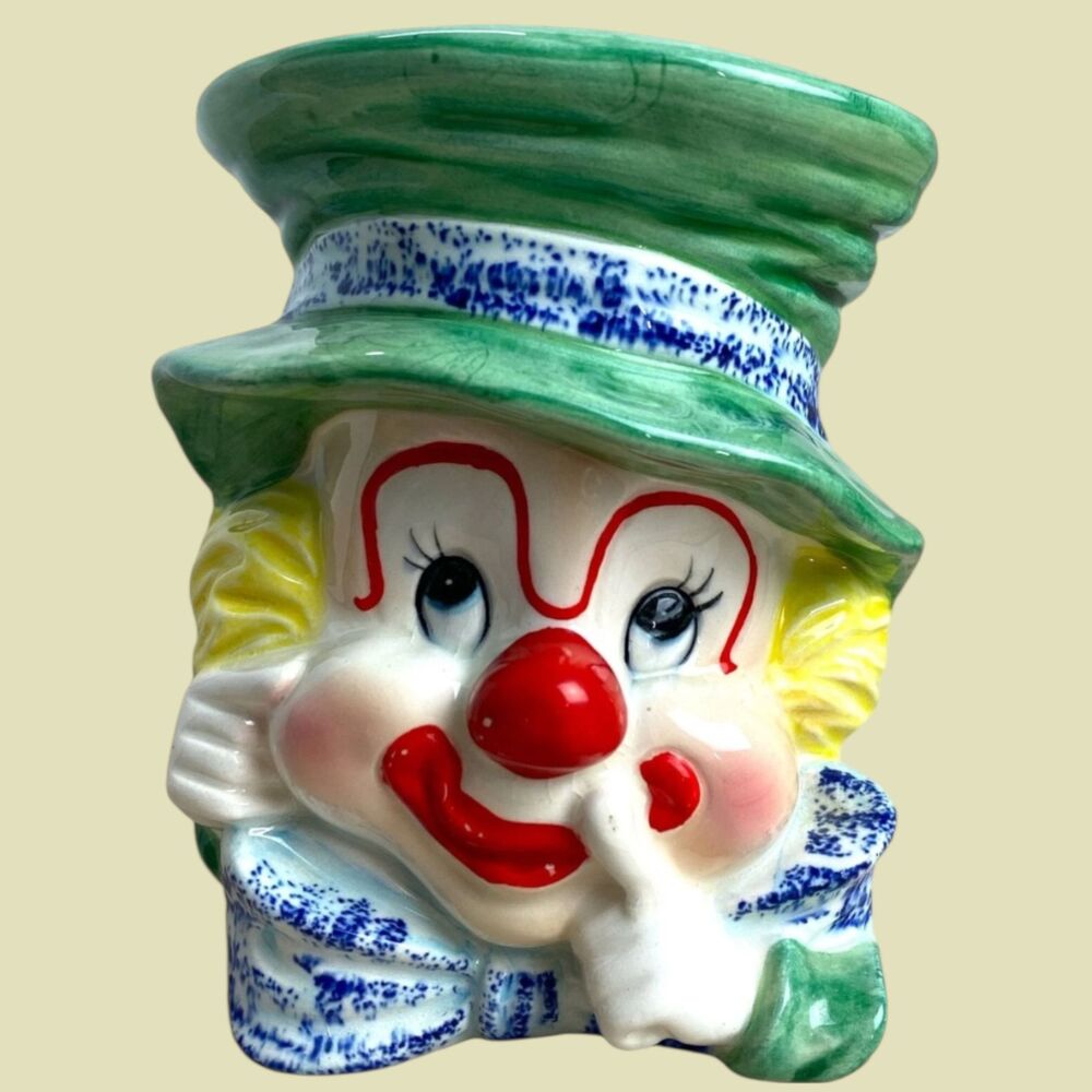 VTG 1958 Napco C3321 Clown Head Vase Planter MCM Japan Ceramic 5.5" Figurine